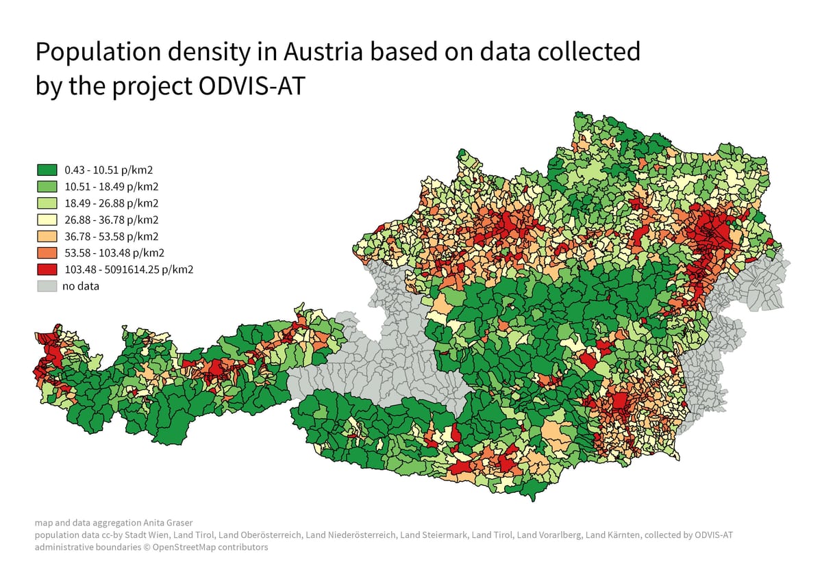 österreich Bevölkerung Dichte Karte