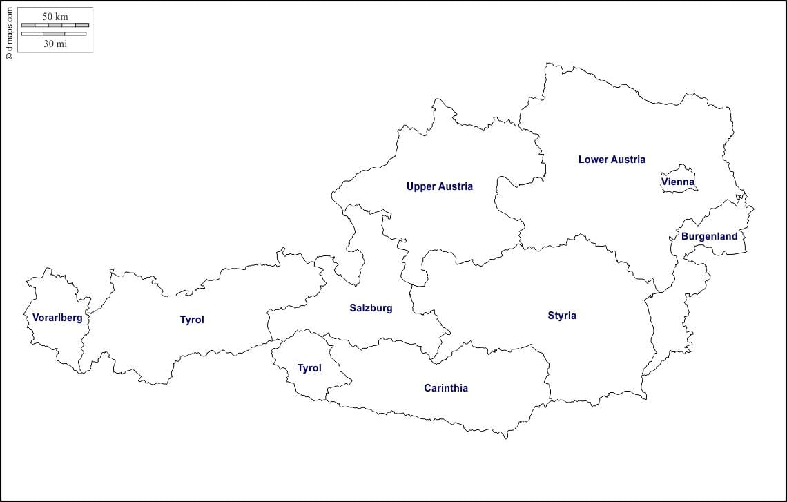 leere Karte von österreich