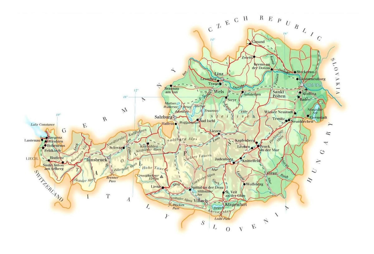 Karte von österreich Höhe