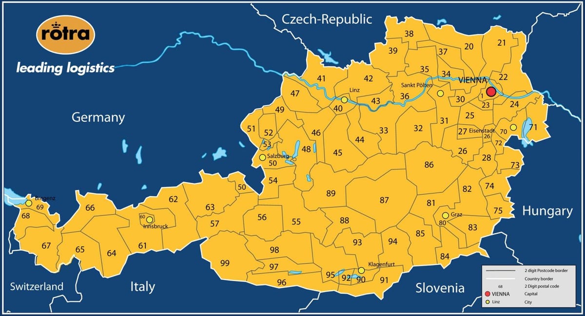 Karte von österreich-PLZ 