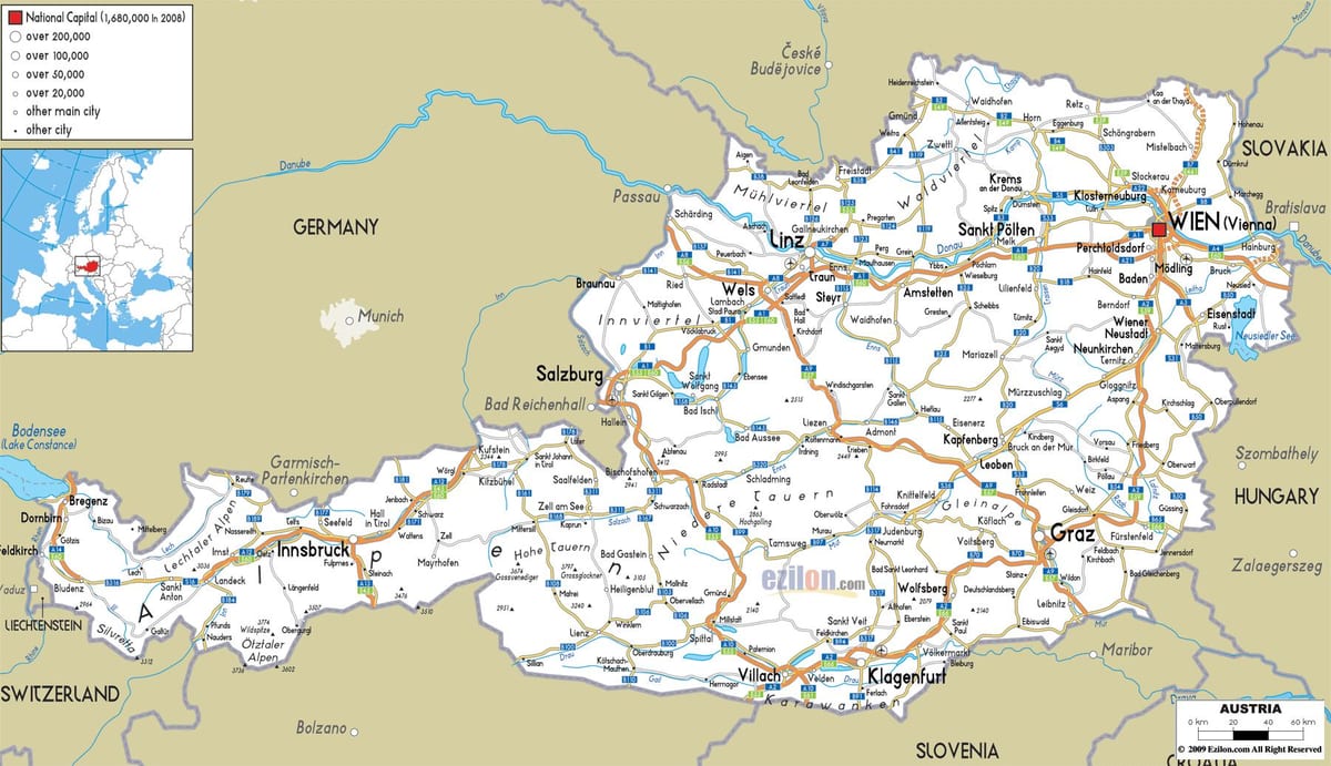 Karte der österreichischen route