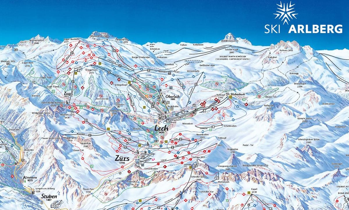 Karte von arlberg österreich