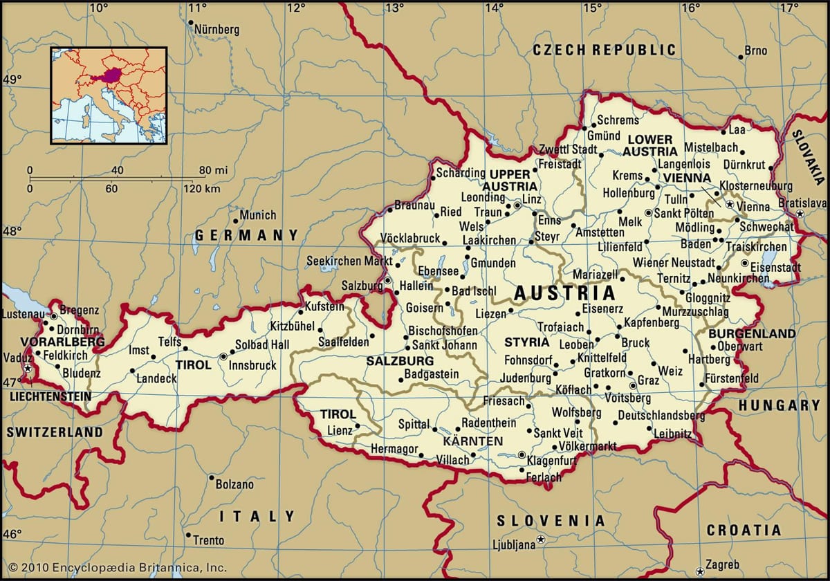 Karte der Burgen in österreich