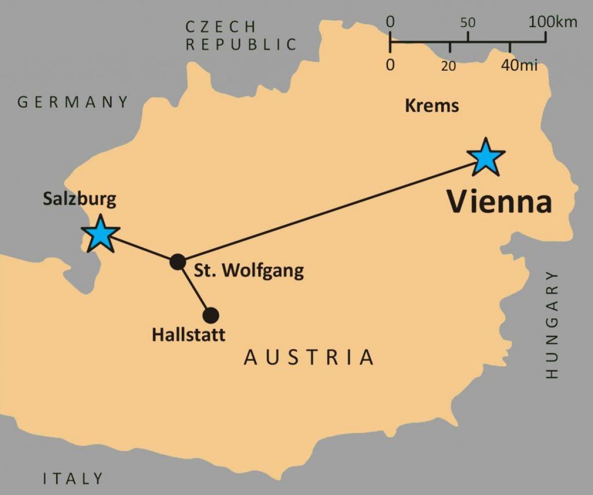 Karte von hallstatt österreich 