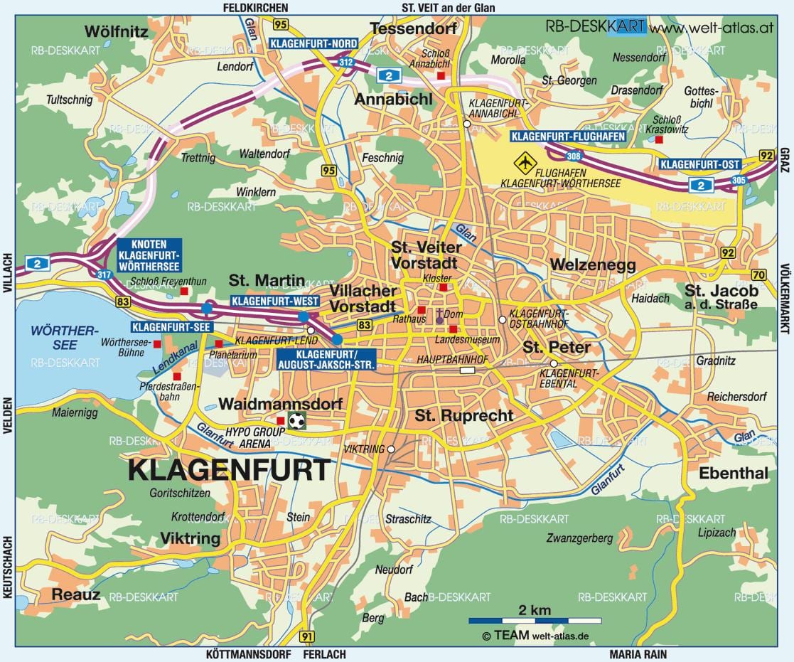 Karte von klagenfurt austria