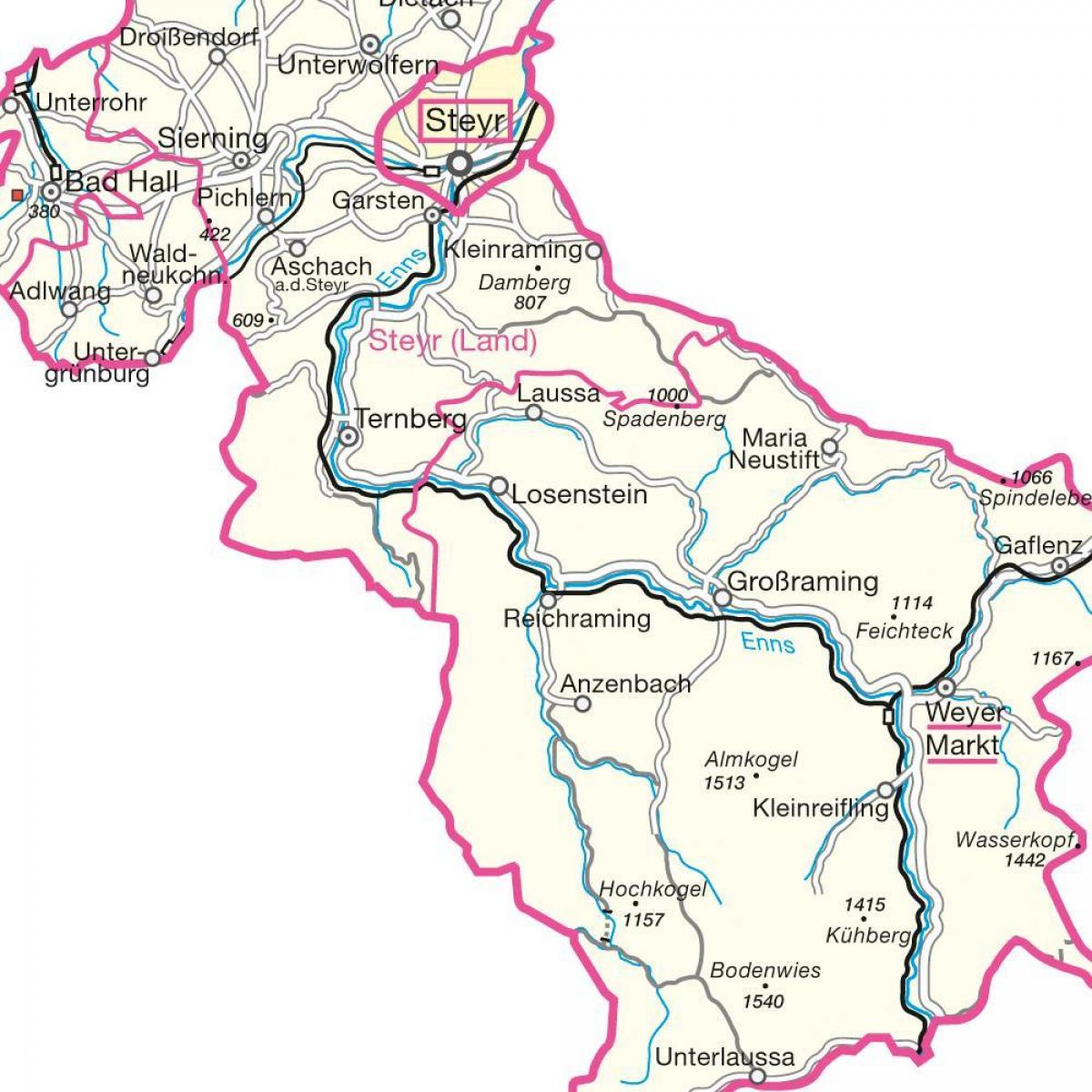 Karte von steyr österreich 