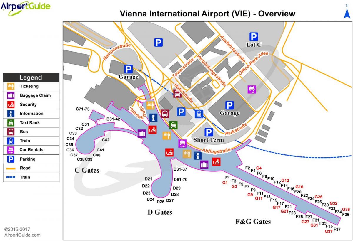 Karte von Wien, österreich Flughafen