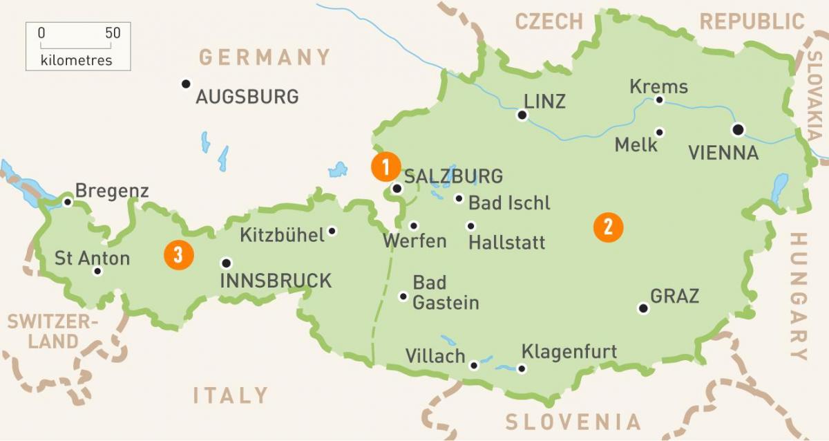 eine Karte von österreich