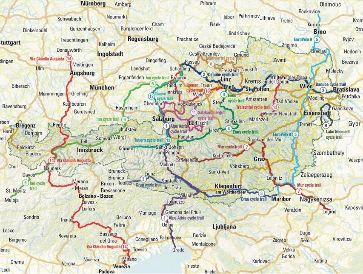 Karte von österreich Radfahren