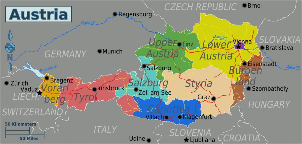 Karte der österreichischen Bundesländer