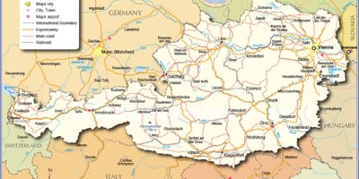 Karte von österreich mit den Städten und Gemeinden