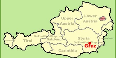 Karte von graz, österreich