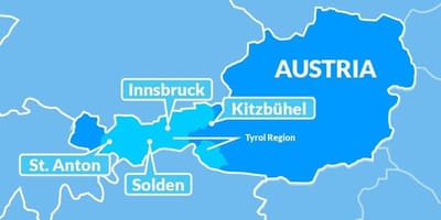 Karte der Karte der region Tirol in österreich