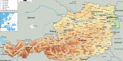 Karte physikalische Karte von österreich