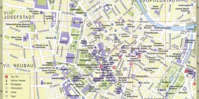 Karte von Wien, österreich, Sehenswürdigkeiten